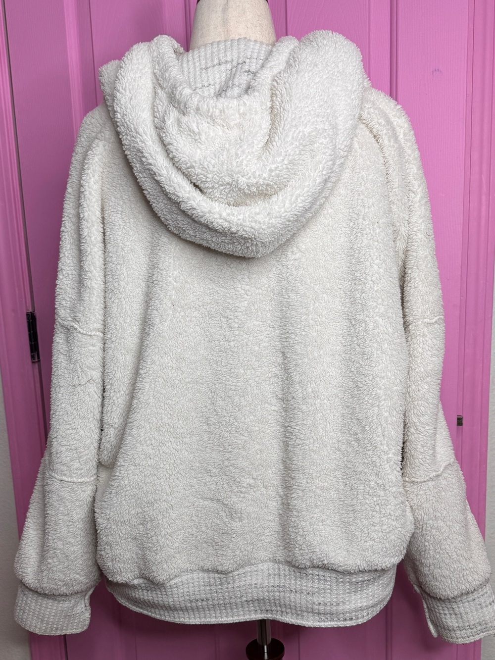 Free People Cream Oversized Plush Hoodie Pullover - Picture 2 of 5